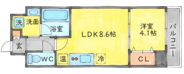 箕面PLEASANT(1LDK/3階)の間取り写真