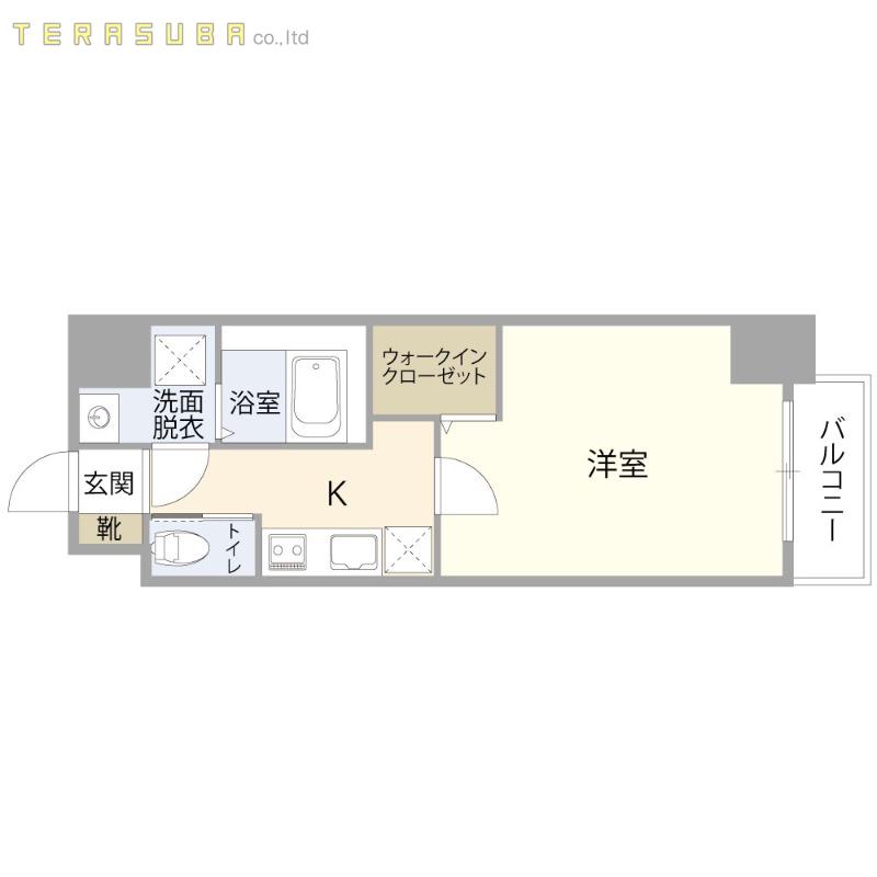 フェアリータワー若草(1K/6階)の間取り写真