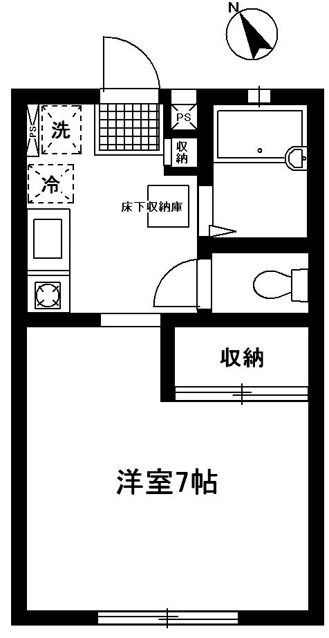 ハーモニー(1K/1階)の間取り写真