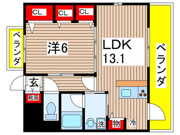 旭レジデンス(1LDK/1階)の間取り写真
