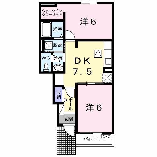 グリーンヒル長与(2DK/1階)の間取り写真