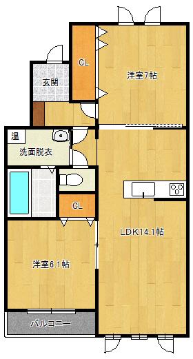 カーサ・レジーナ(2LDK/3階)の間取り写真