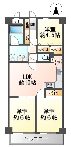 ダイアパレス登戸第2(3LDK/5階)の間取り写真