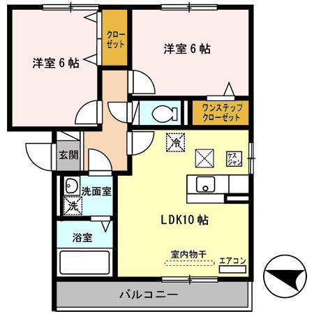 グラシアス(2LDK/1階)の間取り写真