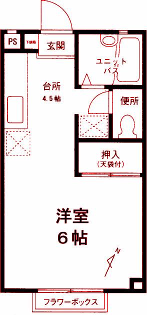 FK戸塚コーポ(1K/2階)の間取り写真