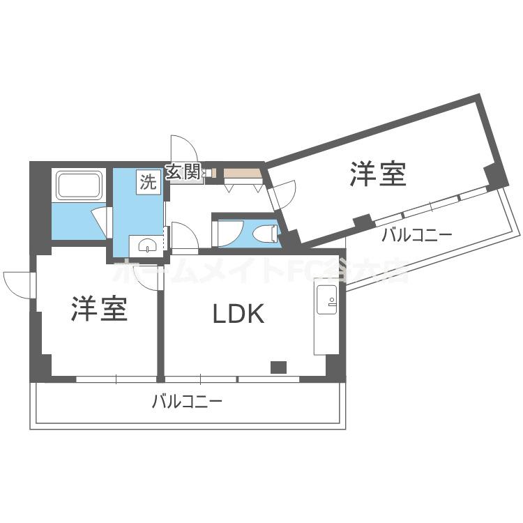 リブウッド大阪城(2LDK/7階)の間取り写真