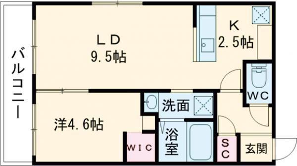 BELLEFINE TAKADAI(1LDK/4階)の間取り写真