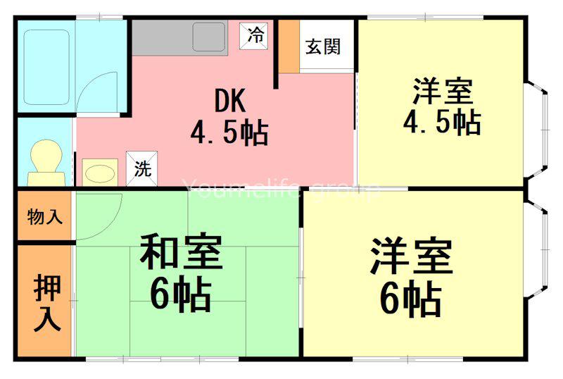 ハイツ草山II(2DK/1階)の間取り写真