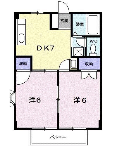 K.N.ファインズ(2DK/1階)の間取り写真