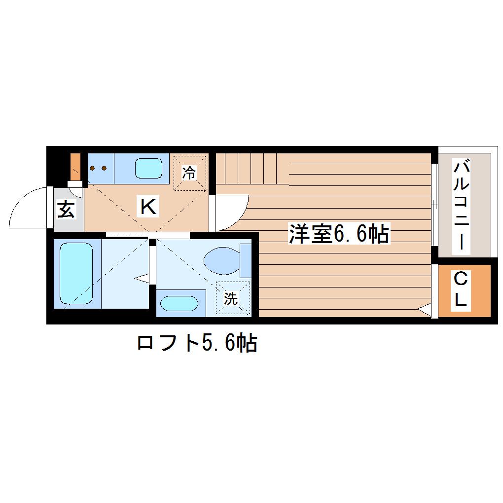 スクエア(1K/1階)の間取り写真
