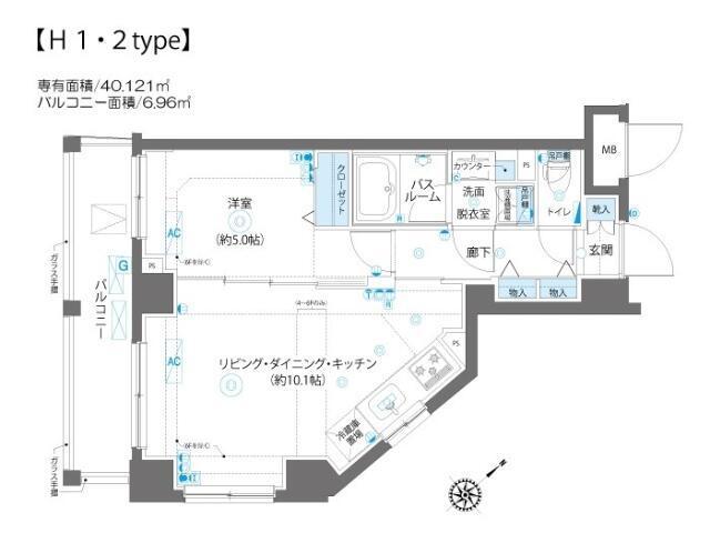 AELL蒲田南(1LDK/5階)の間取り写真