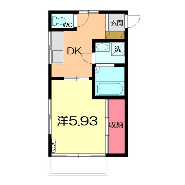 シャトゥール36(1DK/1階)の間取り写真