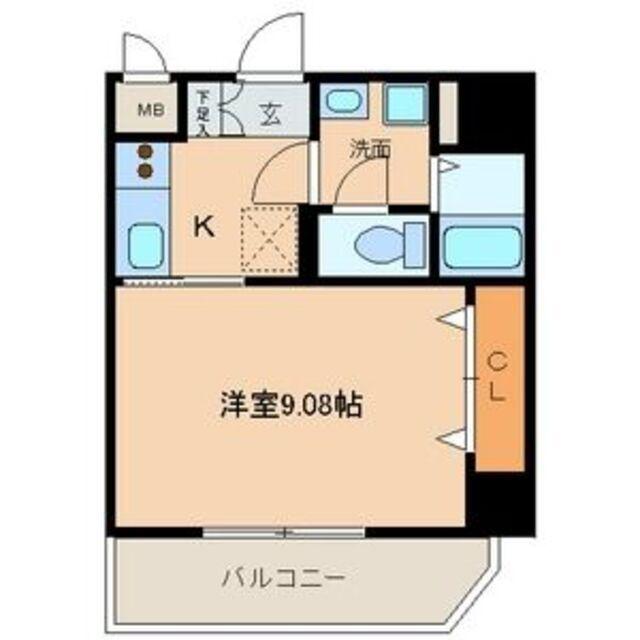 ピースプレイス牛巻(1K/6階)の間取り写真