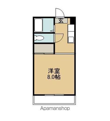 サンシャインハイツA棟(ワンルーム/2階)の間取り写真
