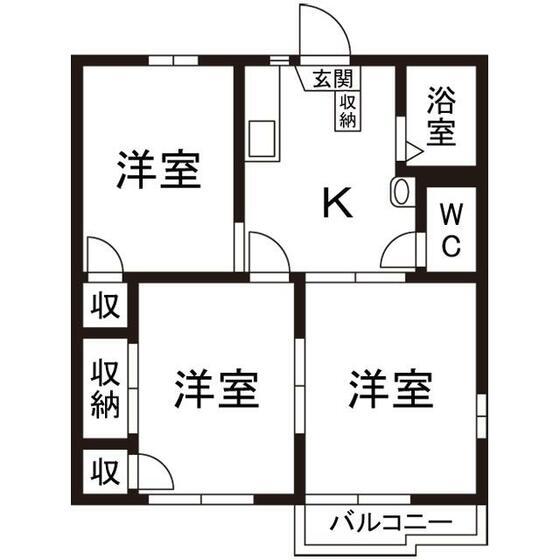 上柴 パークハイツ A(3DK/1階)の間取り写真