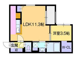 カーサAT平岸2ND(1LDK/4階)の間取り写真