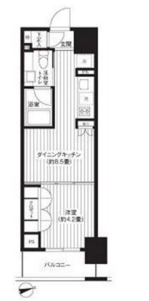 レジディア新御徒町(1DK/12階)の間取り写真