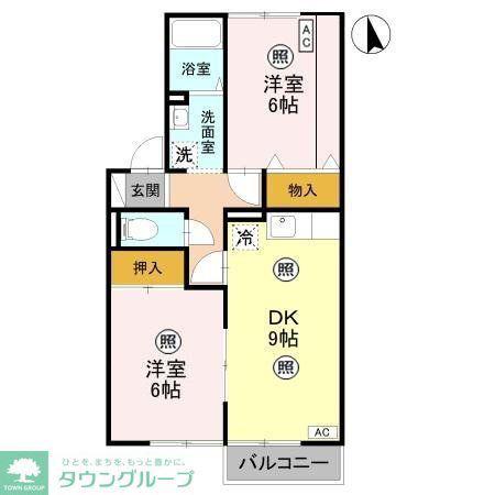 セジュール石原B(2DK/2階)の間取り写真