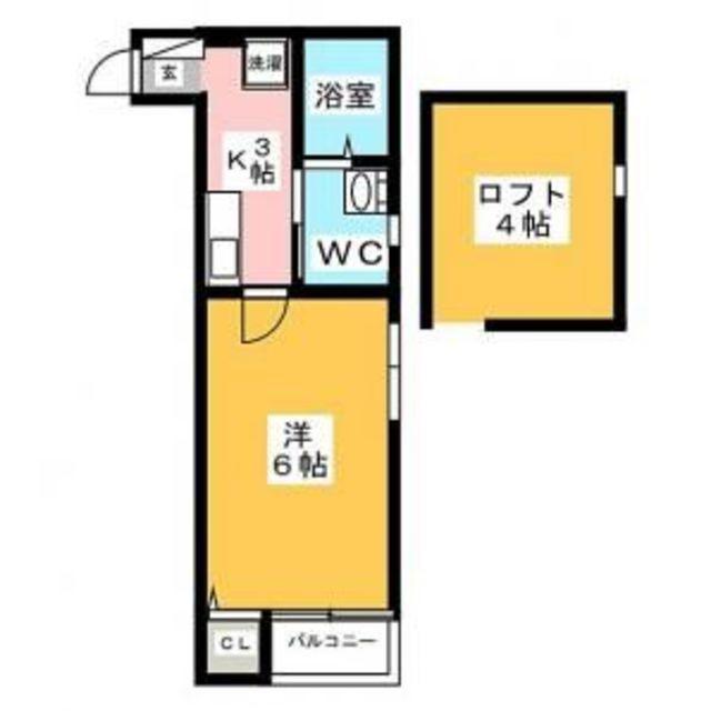 STAGE箱崎(1K/1階)の間取り写真