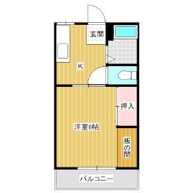 コーポカネセン(1K/1階)の間取り写真