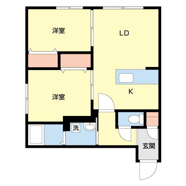 EFFICIENT栄通(2LDK/3階)の間取り写真