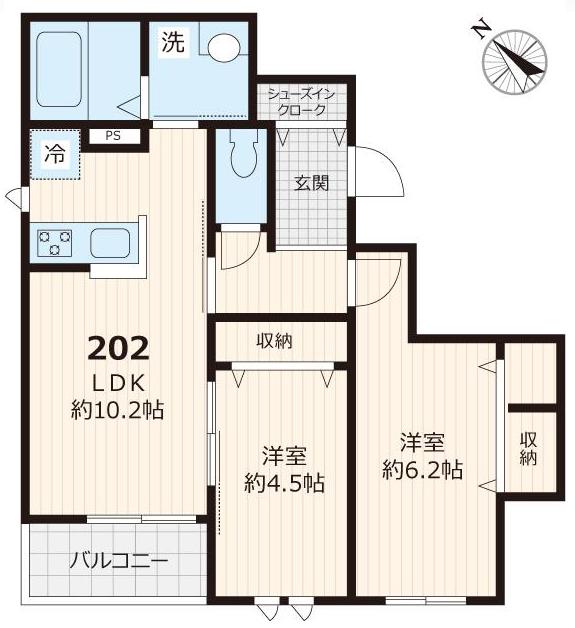 グランシャリオ(2LDK/2階)の間取り写真