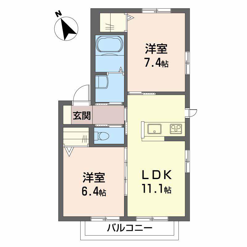 ファミーリエN(2LDK/2階)の間取り写真