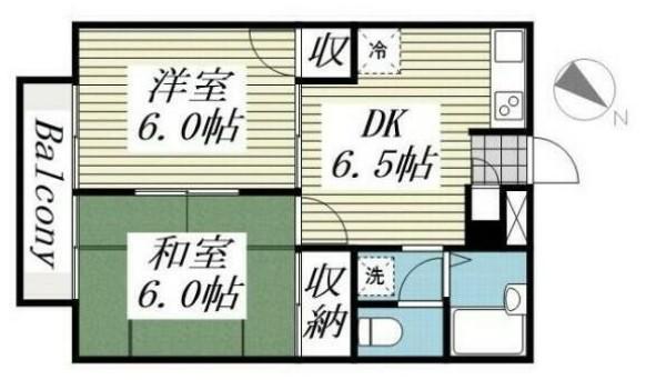 カサグランデ東大宮(2DK/1階)の間取り写真