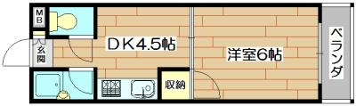 芥川ロイヤルマンション(1DK/3階)の間取り写真