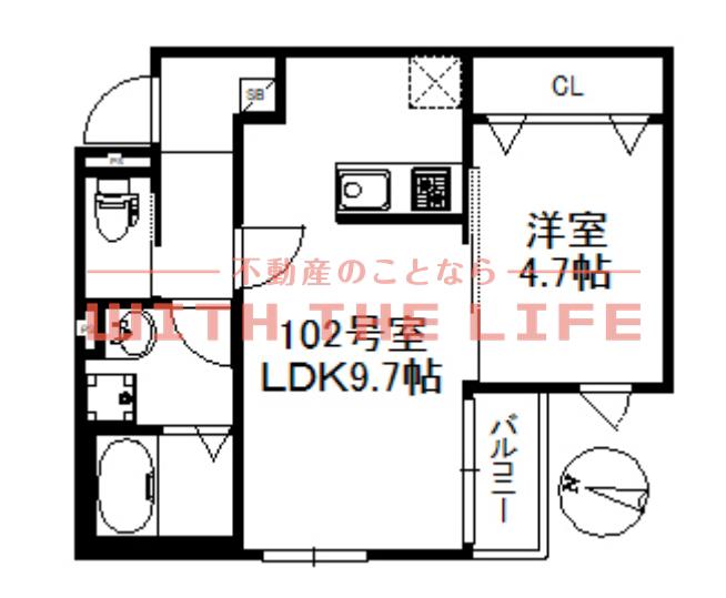 メゾンソレイユ久留米A(1LDK/1階)の間取り写真