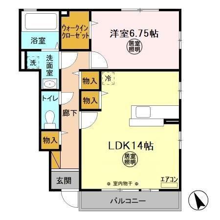 サニーパティオA(1LDK/1階)の間取り写真