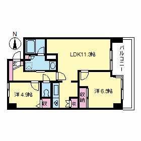 サンヒルズ高野(2LDK/2階)の間取り写真