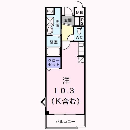 オーセント赤塚(ワンルーム/3階)の間取り写真