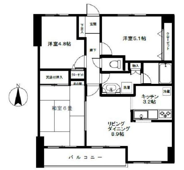 ソフィア鶴ヶ島(3LDK/3階)の間取り写真