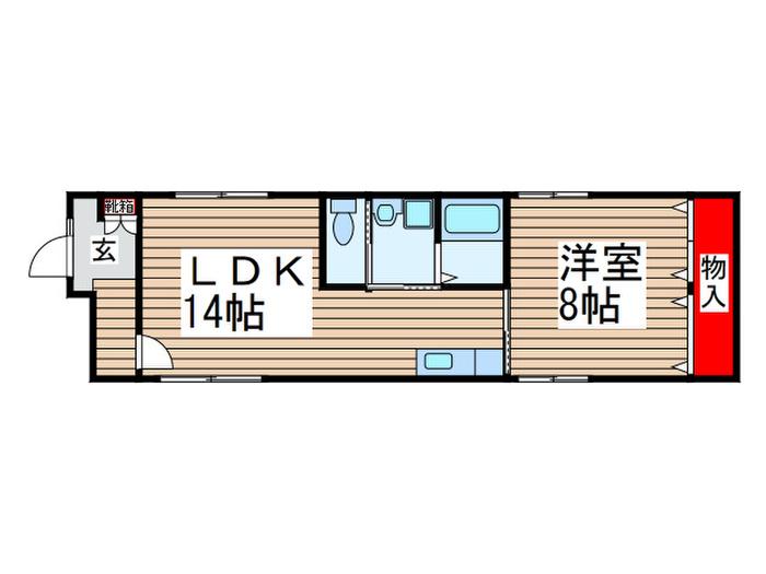 ウイング船橋(1LDK/1階)の間取り写真