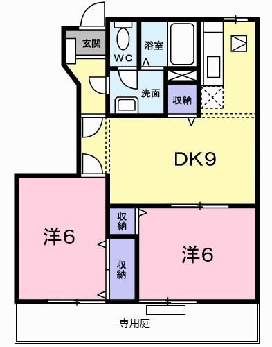 ガーデンハイツ大久保Ⅱ(2DK/1階)の間取り写真