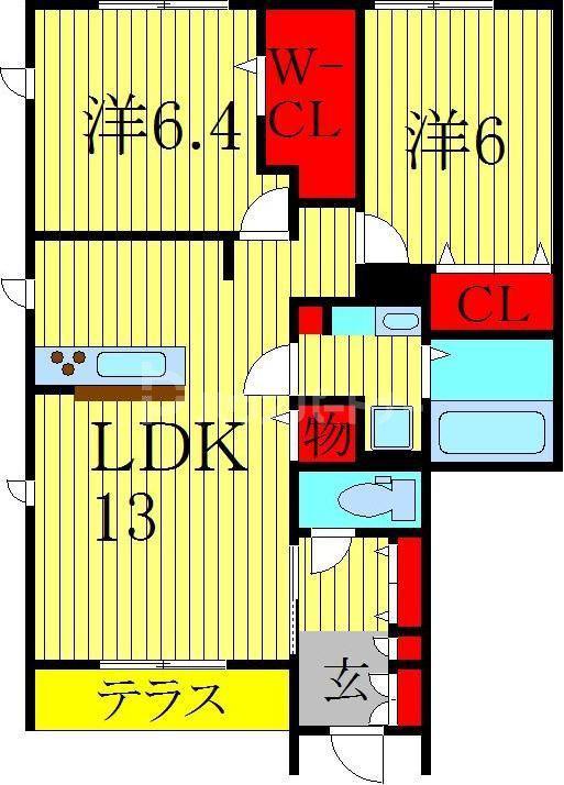 ブリエ I(2LDK/1階)の間取り写真