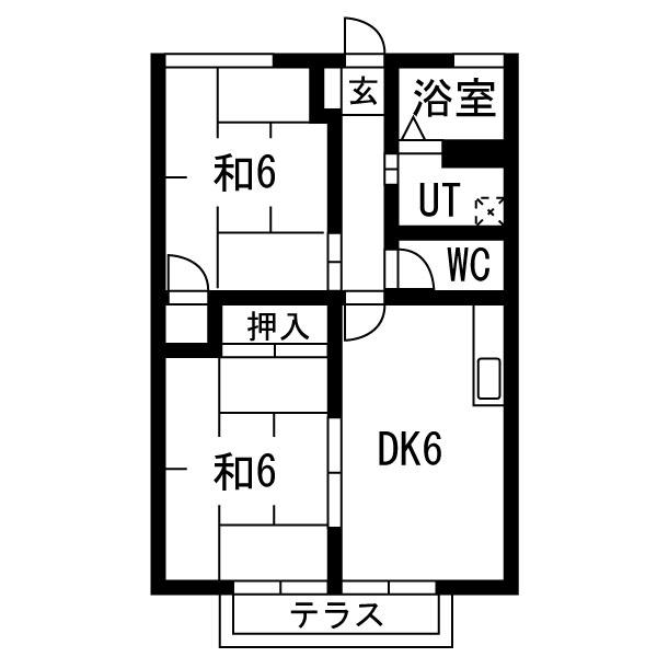 コーポミケナ(2DK/2階)の間取り写真