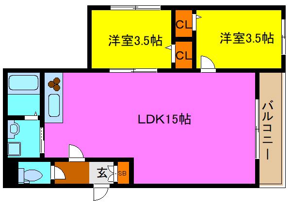 TIO PARTERRE(2LDK/2階)の間取り写真