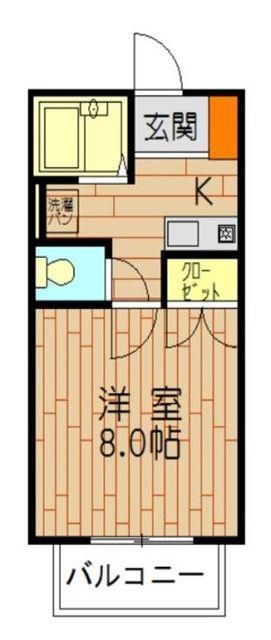シティハイツ片江 B(1K/2階)の間取り写真
