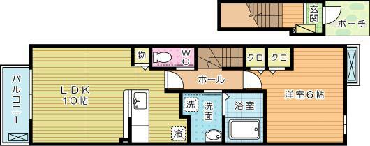 ウエスト HILLSIII(1LDK/2階)の間取り写真