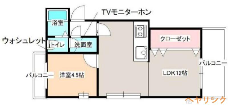 よもぎ台マンション(1LDK/4階)の間取り写真