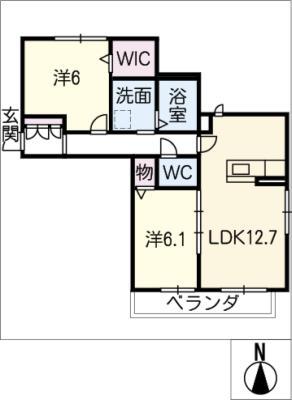 ガーデンコート C棟(2LDK/3階)の間取り写真