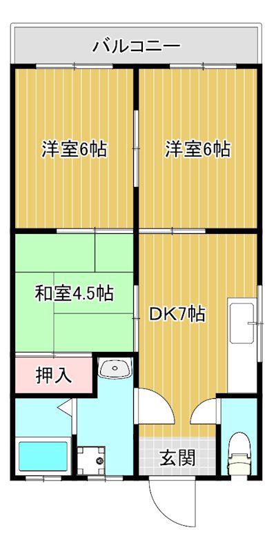 矢野コーポ(3DK/2階)の間取り写真