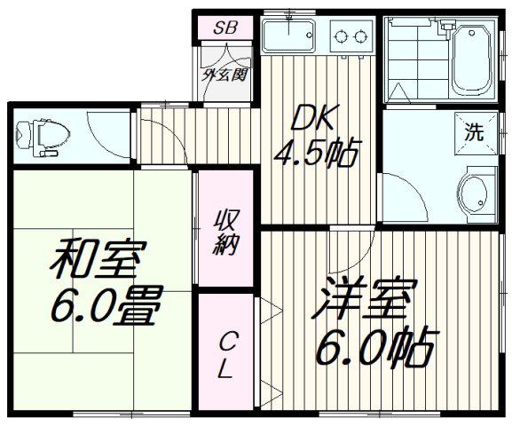 齋藤コーポ(2DK/2階)の間取り写真