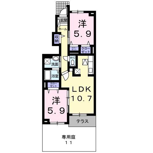 フォーリーフ・クローバー(2LDK/1階)の間取り写真