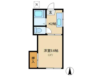 光コーポII(1K/2階)の間取り写真