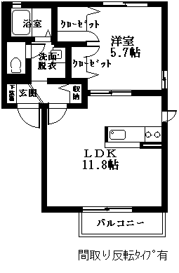 シャーメゾンパルフェ(1LDK/1階)の間取り写真