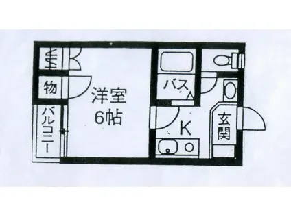 グリーンタウン上所B棟(1K/2階)の間取り写真