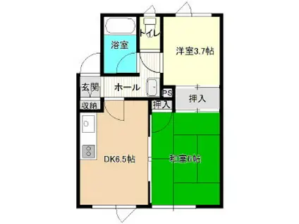 エスポワールII(2DK/2階)の間取り写真